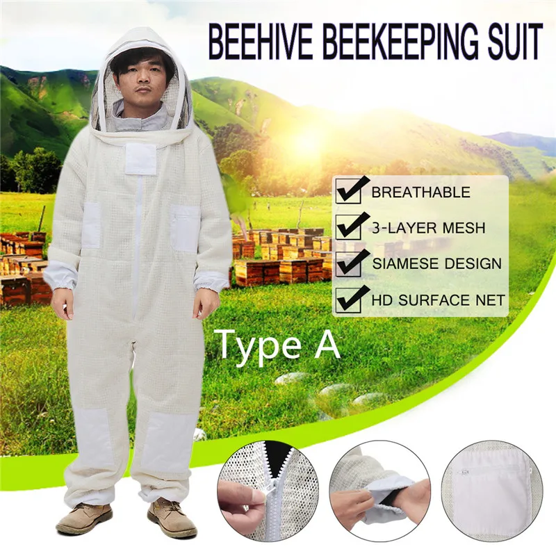 3 Layer Full Body Beekeeping Clothing Veil Hood Hat Clothes Jaket Protective beekeeping suit beekeepers bee suit equipment
