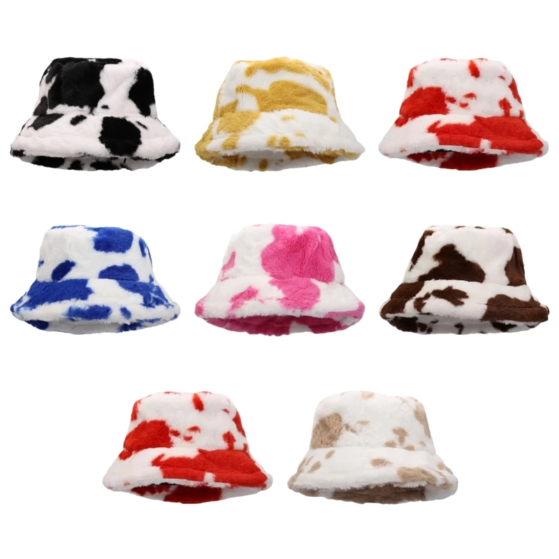 

New Bucket Hats For Women Soft Plush Fall Fashion Men Outdoor Panama Winter Hat Stitching Color Warm Girl Bucket Fisherman Cap