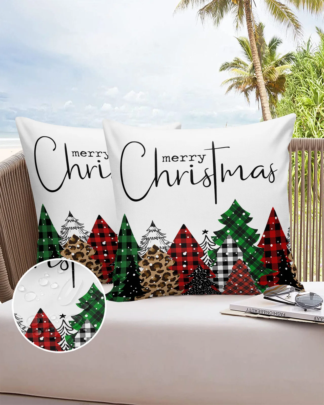 

2/4PCS Christmas Tree Leopard Snowflake Waterproof Decorative Sofa Pillowcase Case Garden Yard Cushion Cover