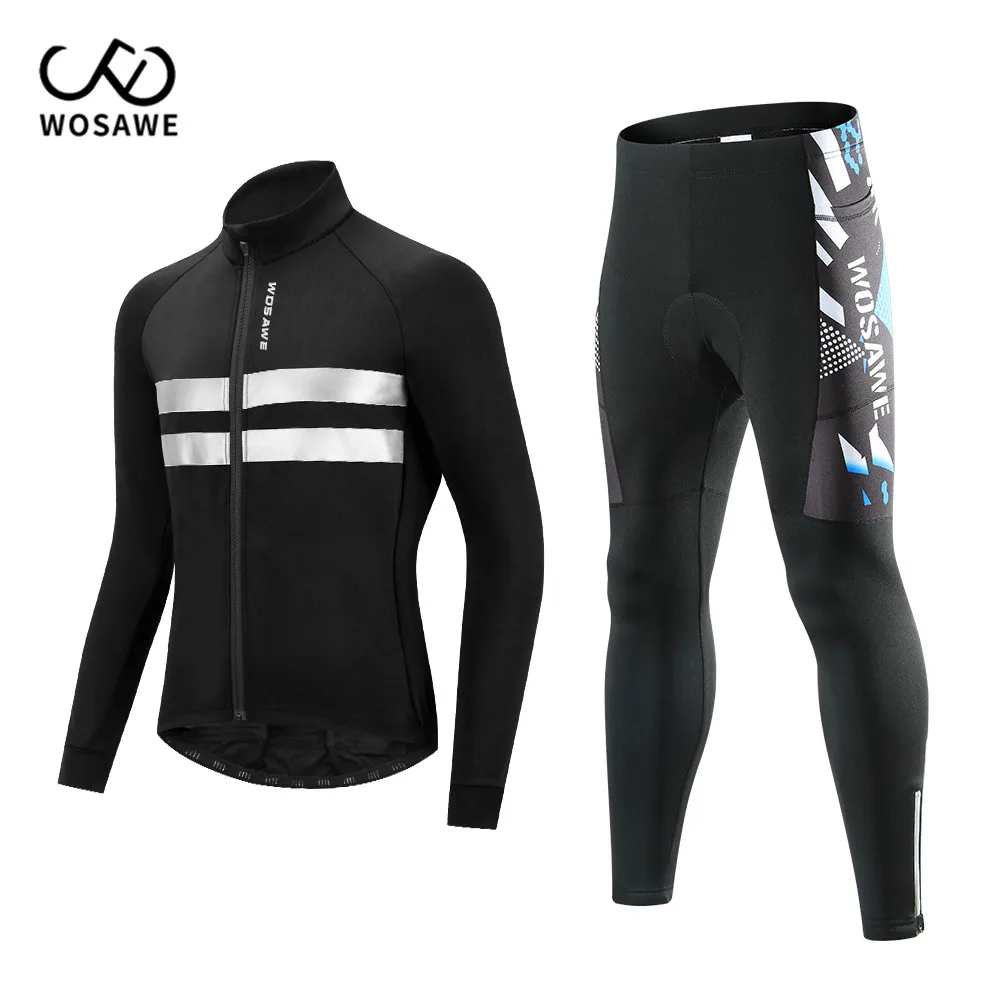WOSAWE Warm Cycling Jackets 2022 Winter Thermal Fleece Cycling Clothing Men Long Sleeve Jersey Suit Outdoor Riding Bike Clothes