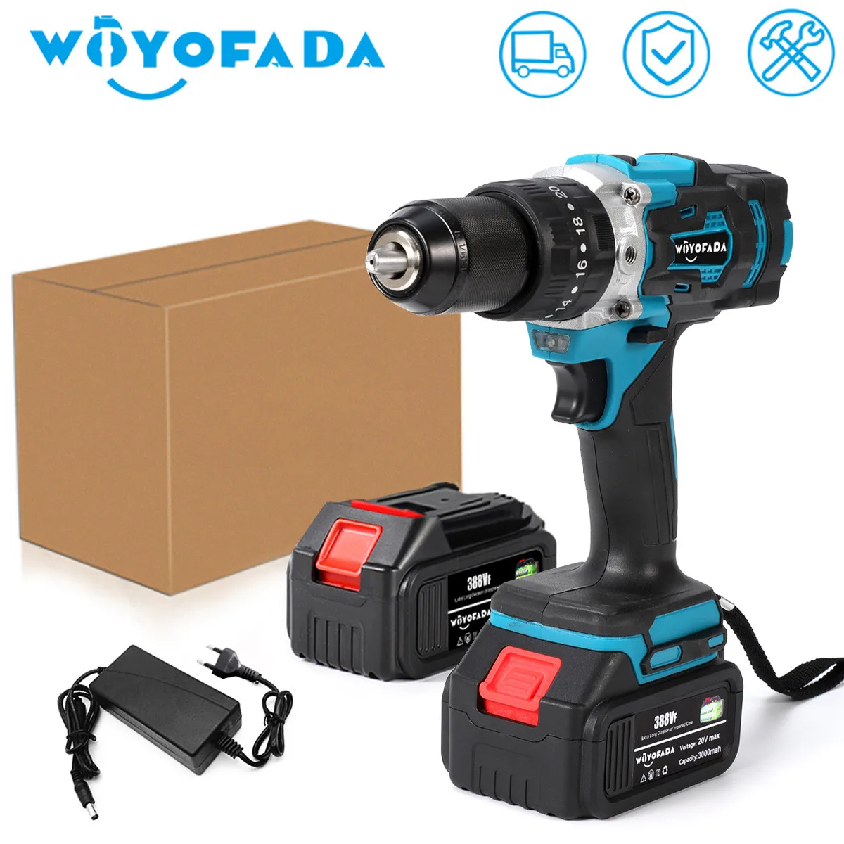 13mm Electric Cordless Screwdriver 3 Functions Wireless Impact Drill Mini Lithium Charging Hand Drill for Makita 18V Battery