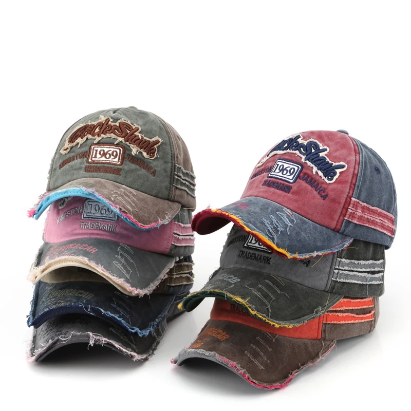 

Hat 1969 Retro Washed Old Letter Embroidery Hole Peaked Cap Trendy Male Personality Female Sunshade Baseball Cap