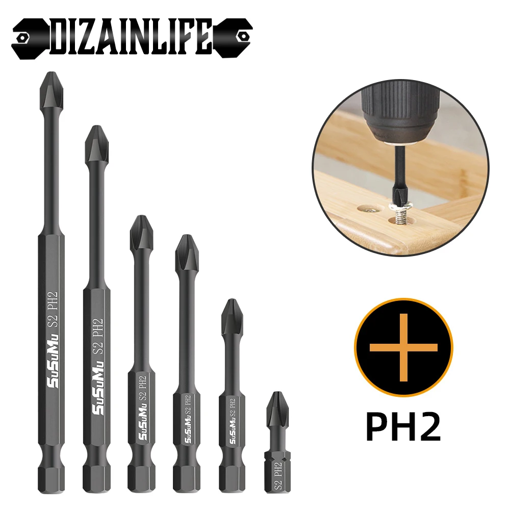 Набор ударных отверток SUSUMU мощный магнитный шуруповерт PH2 с крестовой головкой