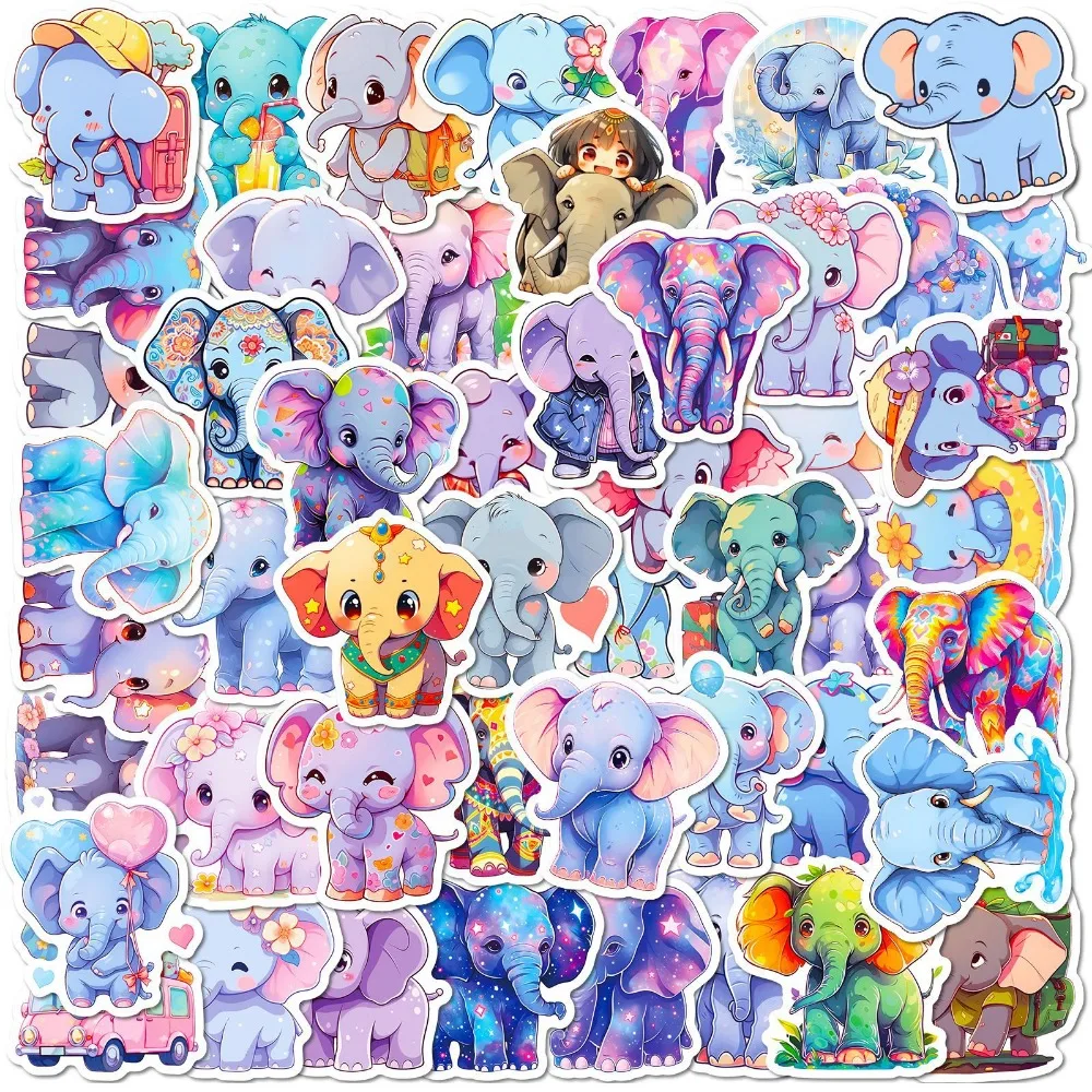 

50pcs Cute Elephant Graffiti Stickers DIY Phone Fridge Laptop Luggage Skateboard Cartoon Animal Kids Toy Reward Stickers
