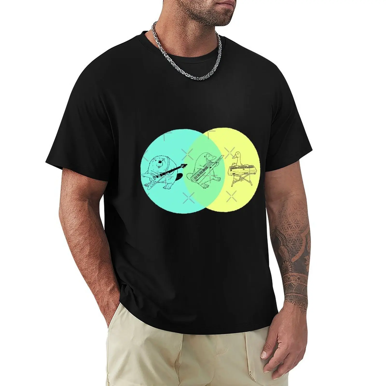 Фото Футболка Keytar Platypus Venn Diagram, больших размеров, из базового хлопка. №1