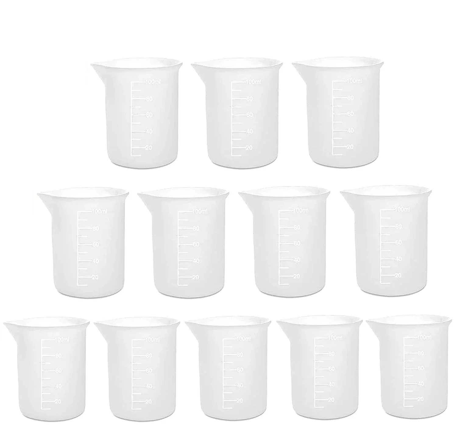 Прозрачные пластиковые мерные стаканы 100 мл, набор из 12 штук