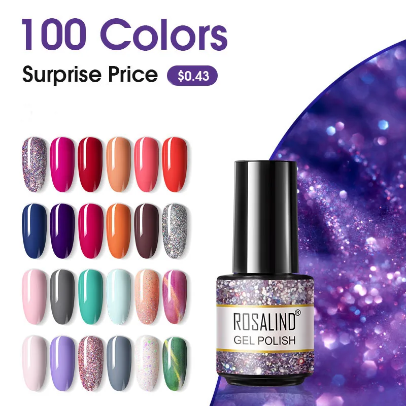 

ROSALIND Nail Gel Polish Manicure Art Raw Material Semi Permanent Hybrid Varnish DIY Design Need UV Lamp And Base Top Coat Nail