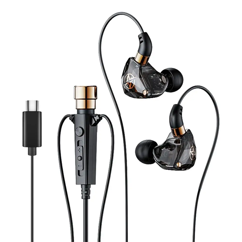 

Typ-c Wired Headset With Microphone Noise-canceling Earbud In-ear Headphones For Live Singing Recording