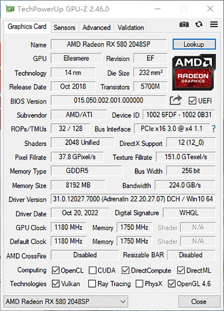 MLLSE AMD RX 580 8GB 2048SP Gaming Graphics Card GDDR5 256Bit PCI Express 3.0 ×16 8Pin Radeon GPU RX580 Series placa de video 6