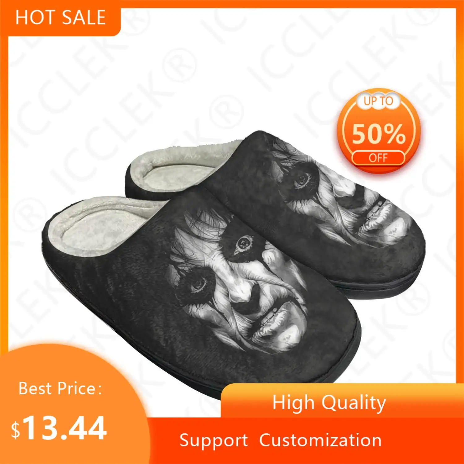 

Alice Cooper Rock Singer Pop Home Cotton Custom Slippers Mens Womens Sandals Plush Bedroom Casual Keep Warm Shoe Thermal Slipper
