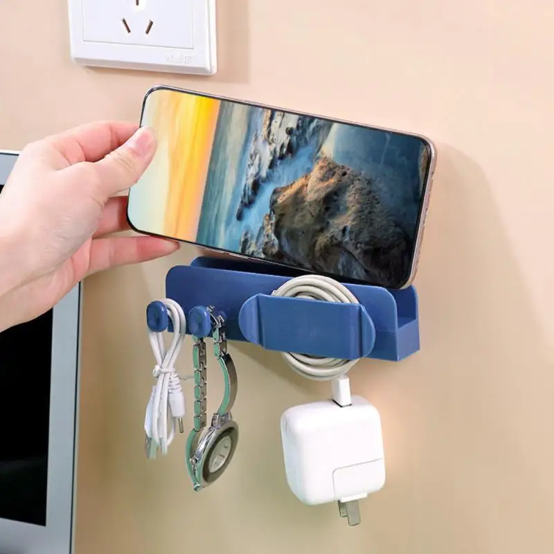 

Multi-functional Phone Charging Plug Support No Punching Self-adhesive Durable Cable Holder Phone Holder Wire Organizer