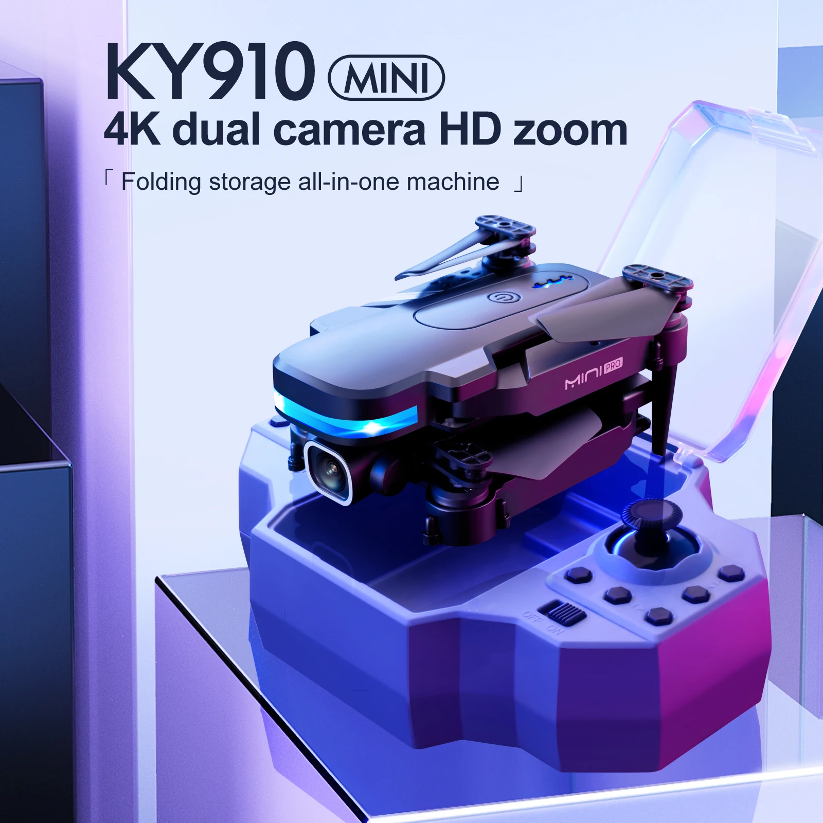 

Квадрокоптер KY910 RC с двойной камерой 4K, HD, Wi-Fi, Fpv