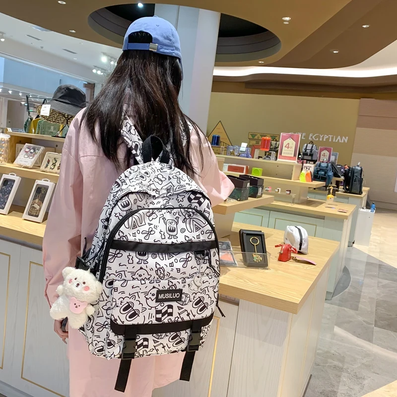 

Водонепроницаемый школьный ранец для женщин, модный дорожный рюкзак для книг с мультяшным принтом для девушек и женщин, сумка для ноутбука в стиле Харадзюку для колледжа