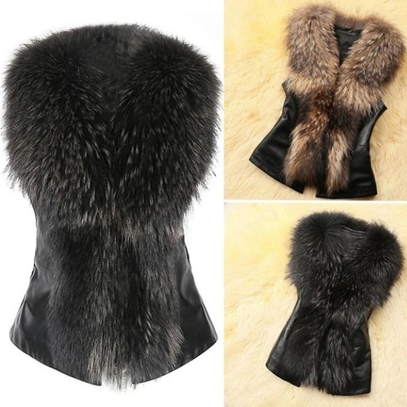 

Faux Sliver Fox Fur Vest Women Winter Fashion Medium Long Artifical Fox Fur Vests Woman Warm Fake Fox Fur Coats Female Ladies