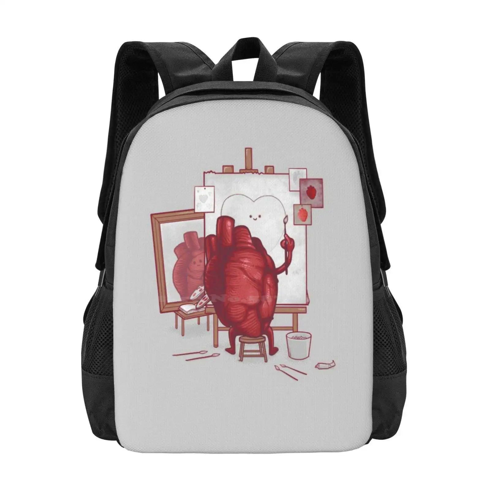 

Self Portrait Large Capacity School Backpack Laptop Bags Heart Rockwell Parody Self Portrait Selfportrait Cute Love
