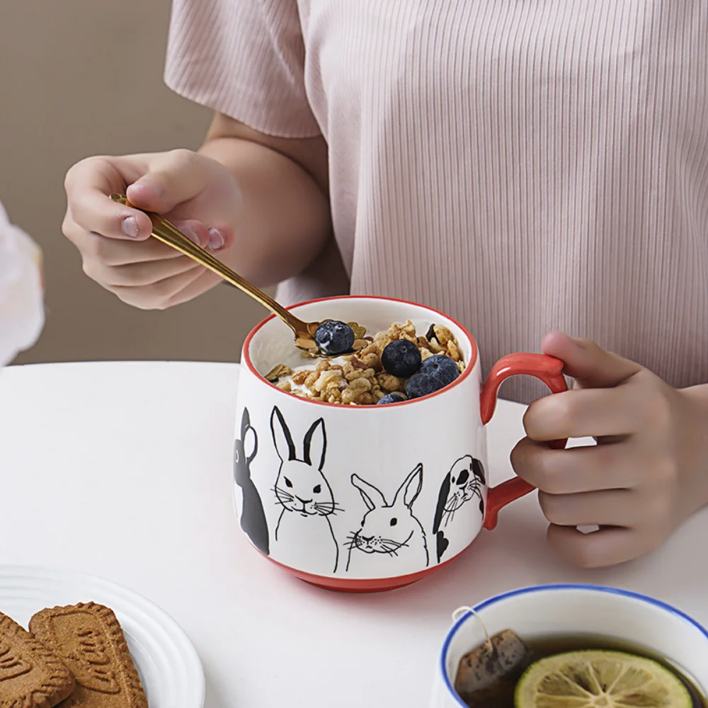 

Cute Animals Ceramic Coffee Mug Large Capacity Microwave Breakfast Cereal Milk Mug Porcelain Cartoon Water Cup Teacup tazas