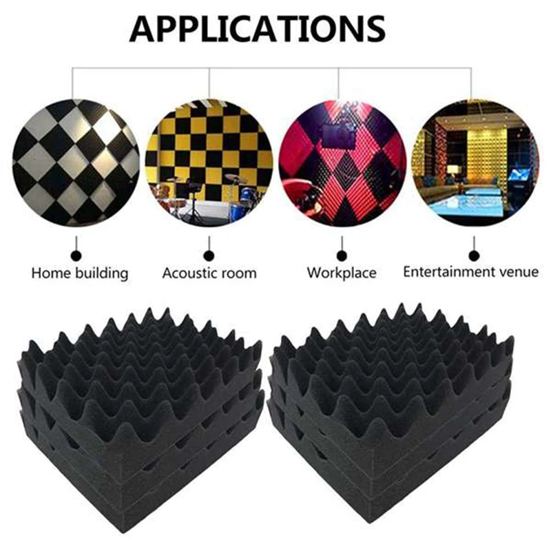 24 Pcs Acoustic Foam Panels Fireproof Soundproofing Treatment Wall Panel Noise Cancelling For Recording Offices Etc