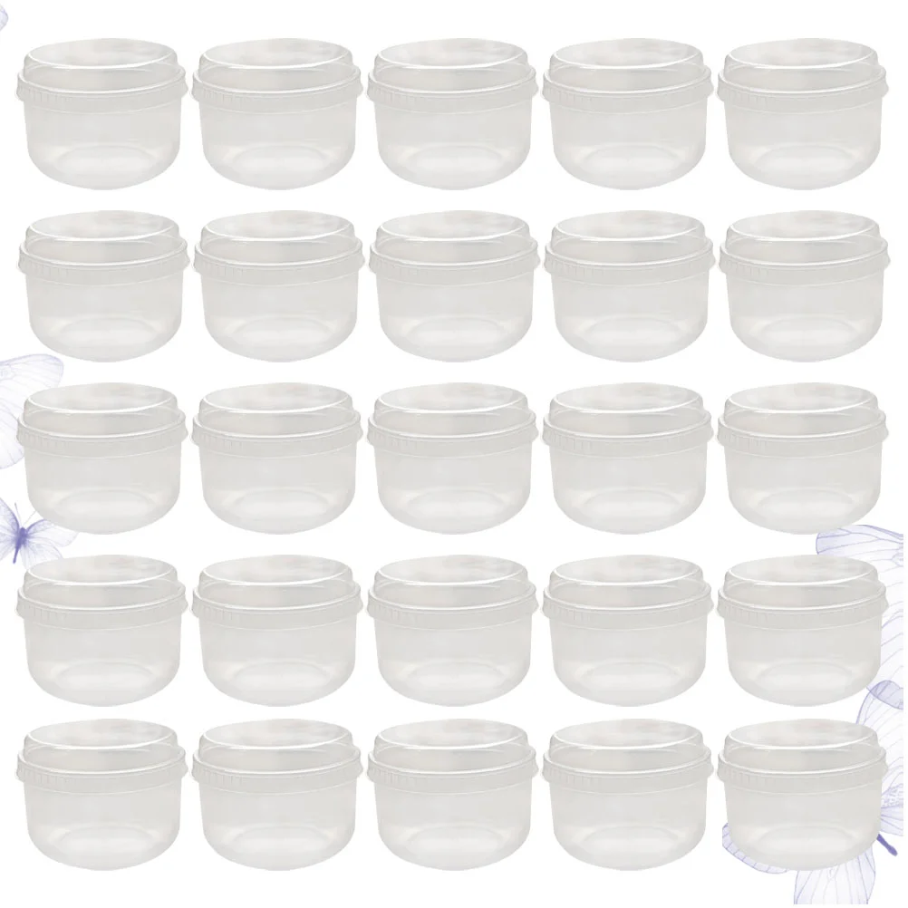 

50 Sets Square Glass Jars Clear Mousse Cup Ice Cream Cups Microwave Pudding Measuring Dessert Lids Mold Chubby