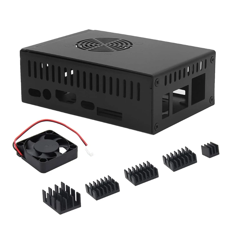 

K92F N505 Metal Enclosure Box for Orange 5 5B with Cooling Fan Heatsinks Supports NVMe SSD 2280 and External Antenna