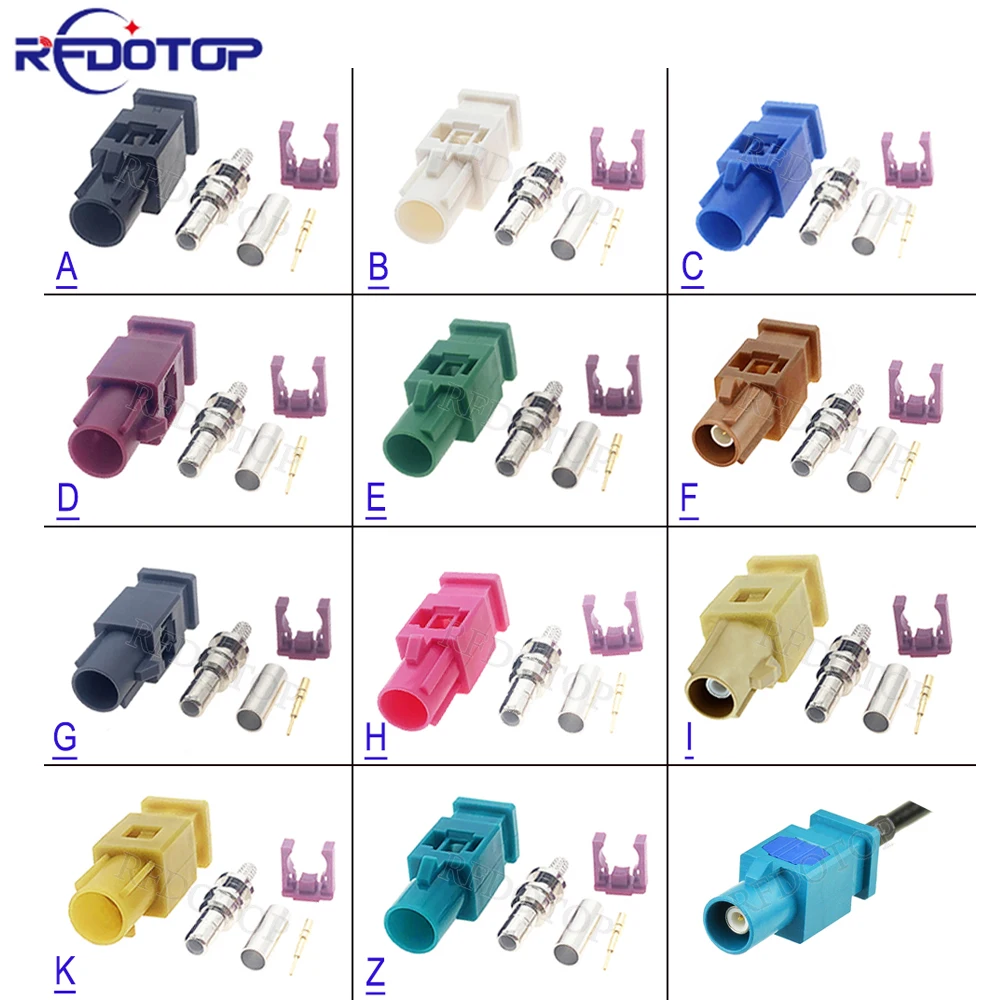 

Extension Fakra A B C D E G H K Z Male Plug Crimp RF Coaxial Connector for RG316 RG174 Cable Car Radio FM GPS Antenna Adapter