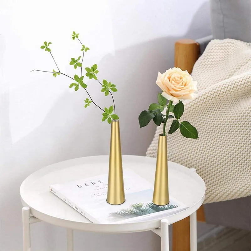 1 stücke Aluminium Metall Vase Wohnzimmer Dekoration Blume Container Moderne Hochzeits-mittel Tisch Top Vase für Wohnkultur