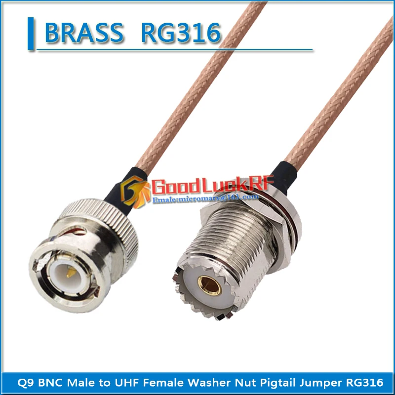 

Q9 BNC Male to PL259 SO239 PL-259 UHF Female waterproof Bulkhead Washer Nut RF Connector Pigtail Jumper RG316 extend Cable