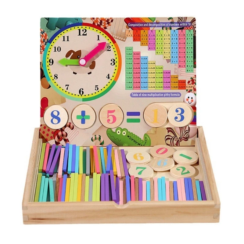 

Обучающая счетная игрушка с деревянными карточками и фотографиями с коробкой