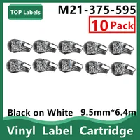 5~10PK Compatible M21-375-595 Vinyl Film Signs in Labeller,Handheld Label Printer Laboratory,Equipment Labeling,Black on White