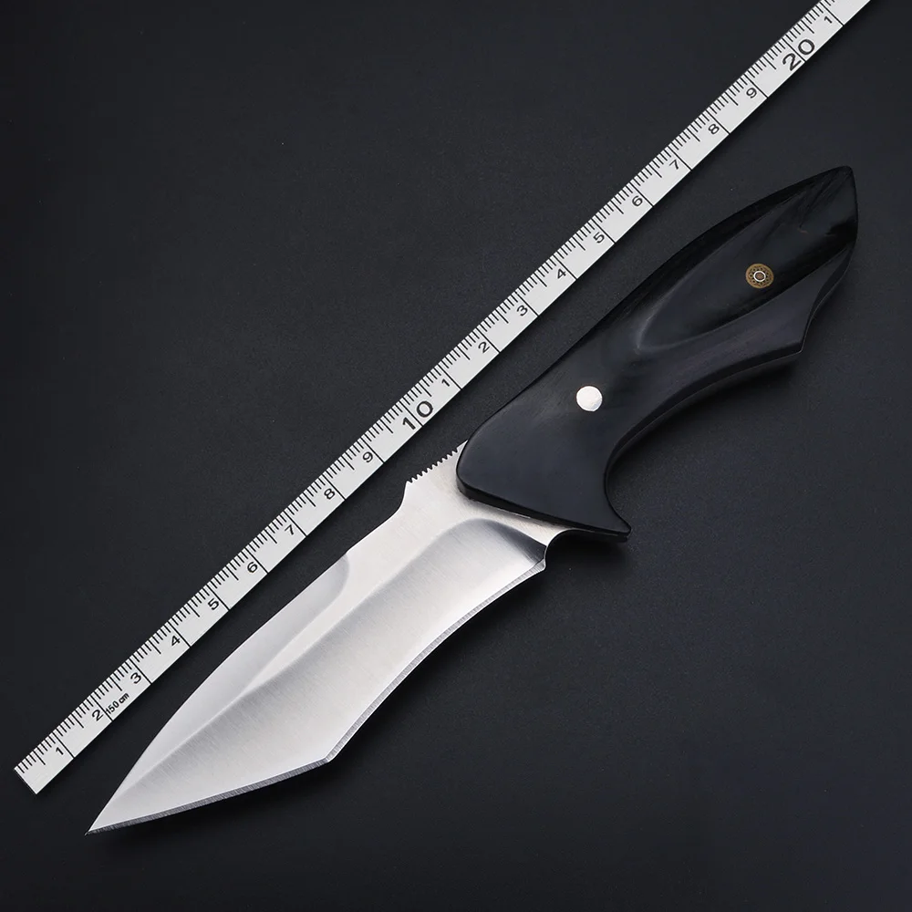 Уличный нож с деревянной ручкой кинжал высокой твердости стальной для кемпинга и