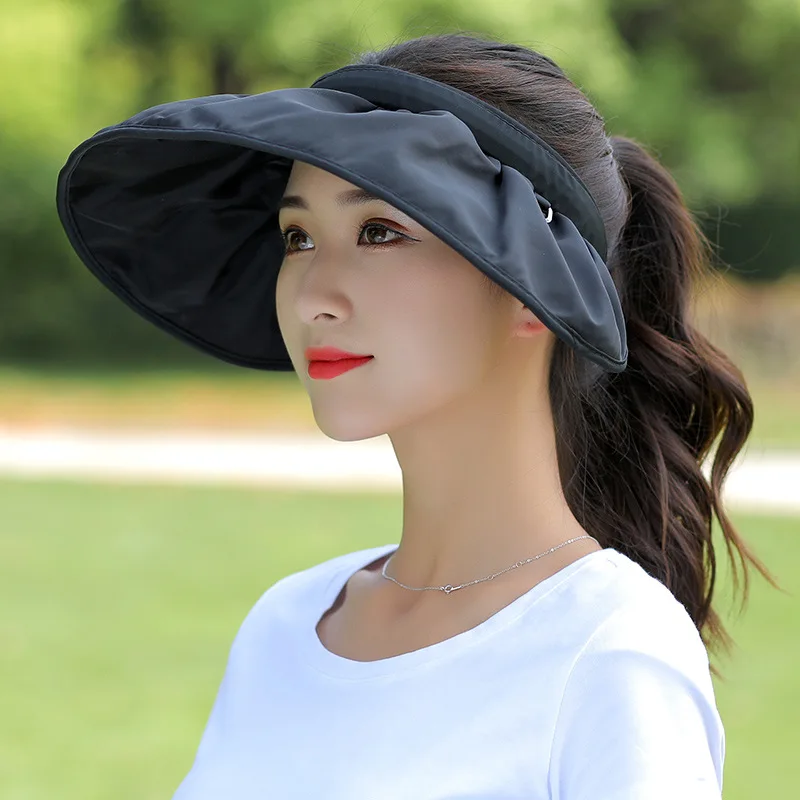 

Summer Shell Sunshade Hat UV Protection Dual Use Hair Hoop Sun Hat for Women Outdoor Beach Soft Foldable Wide Brim Bucket Caps