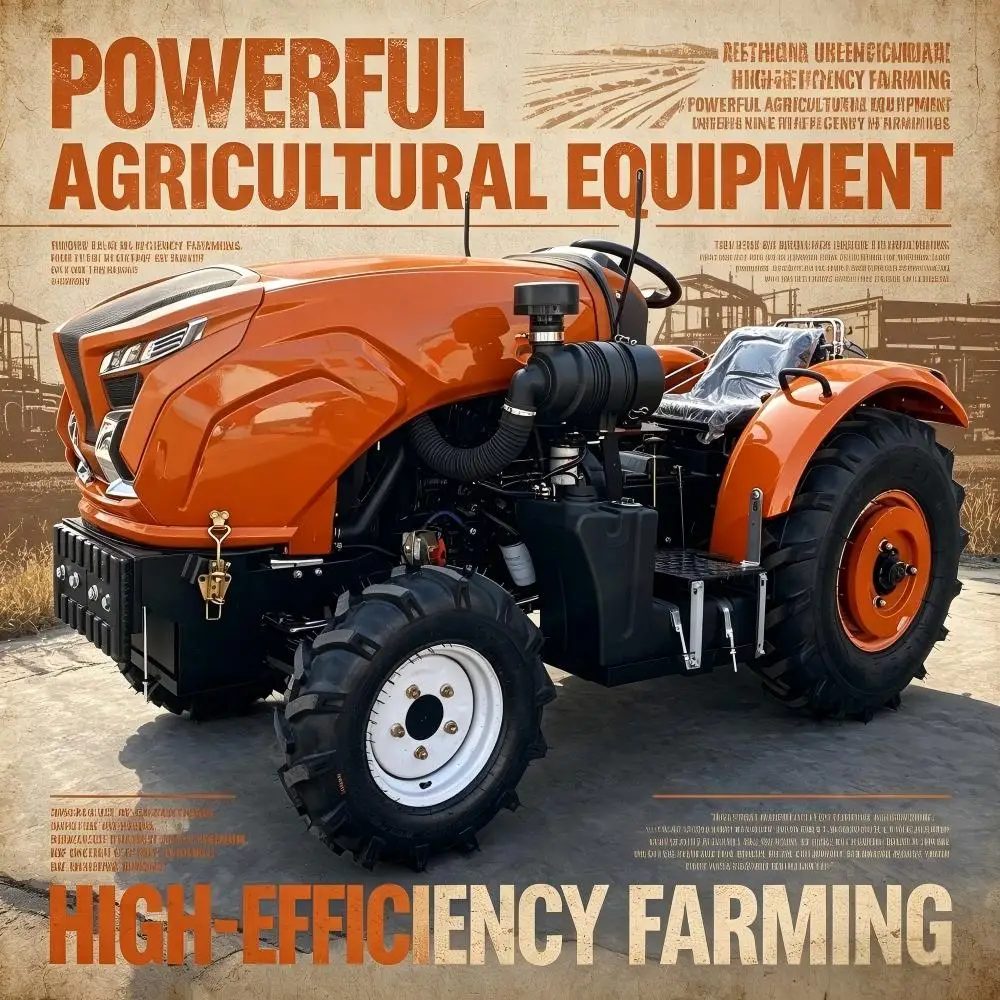 Фото Многофункциональный сельскохозяйственный колесный трактор 50 л.с. 4WD, портативный, компактный №1