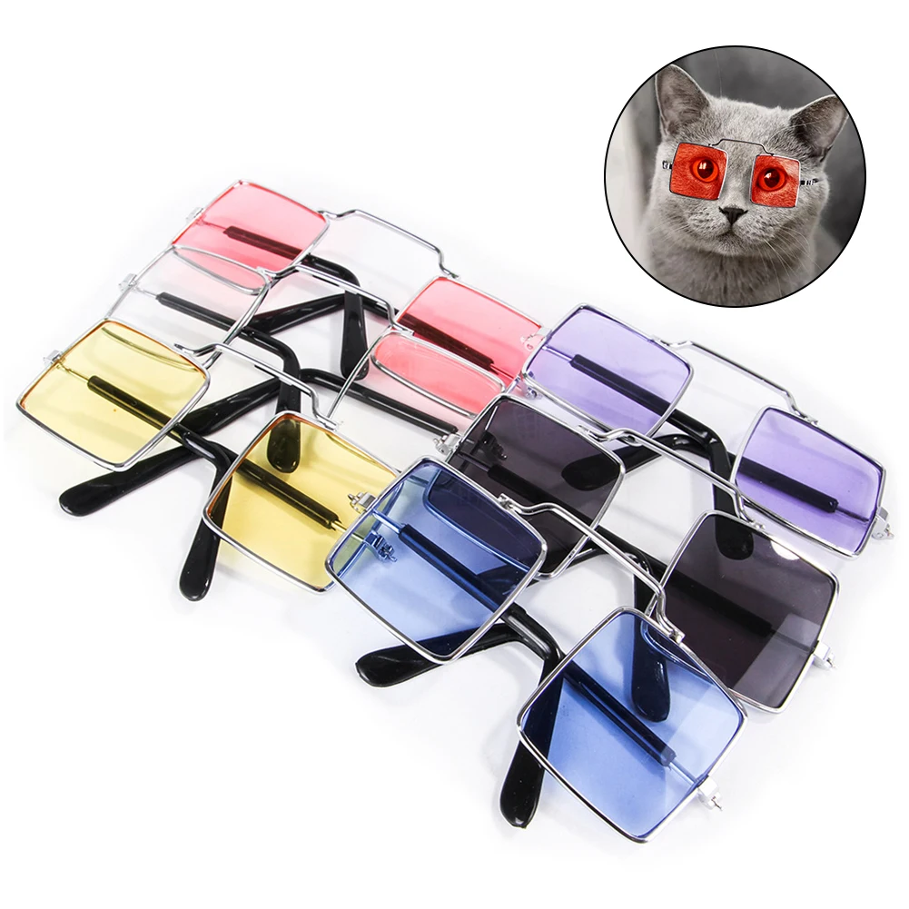 

Fashion Square Frame Cat Sunglasses Colorful Cat Sun Glasses Funny Pet Dress Up Eyewear For Dog Cat Pet Glasses Photos Props