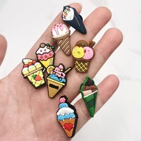 dropshipping 1pcs ice cream shoe charms accessories funny diy pvc shoes buttons decoration jibz for croc charms kids x mas gift