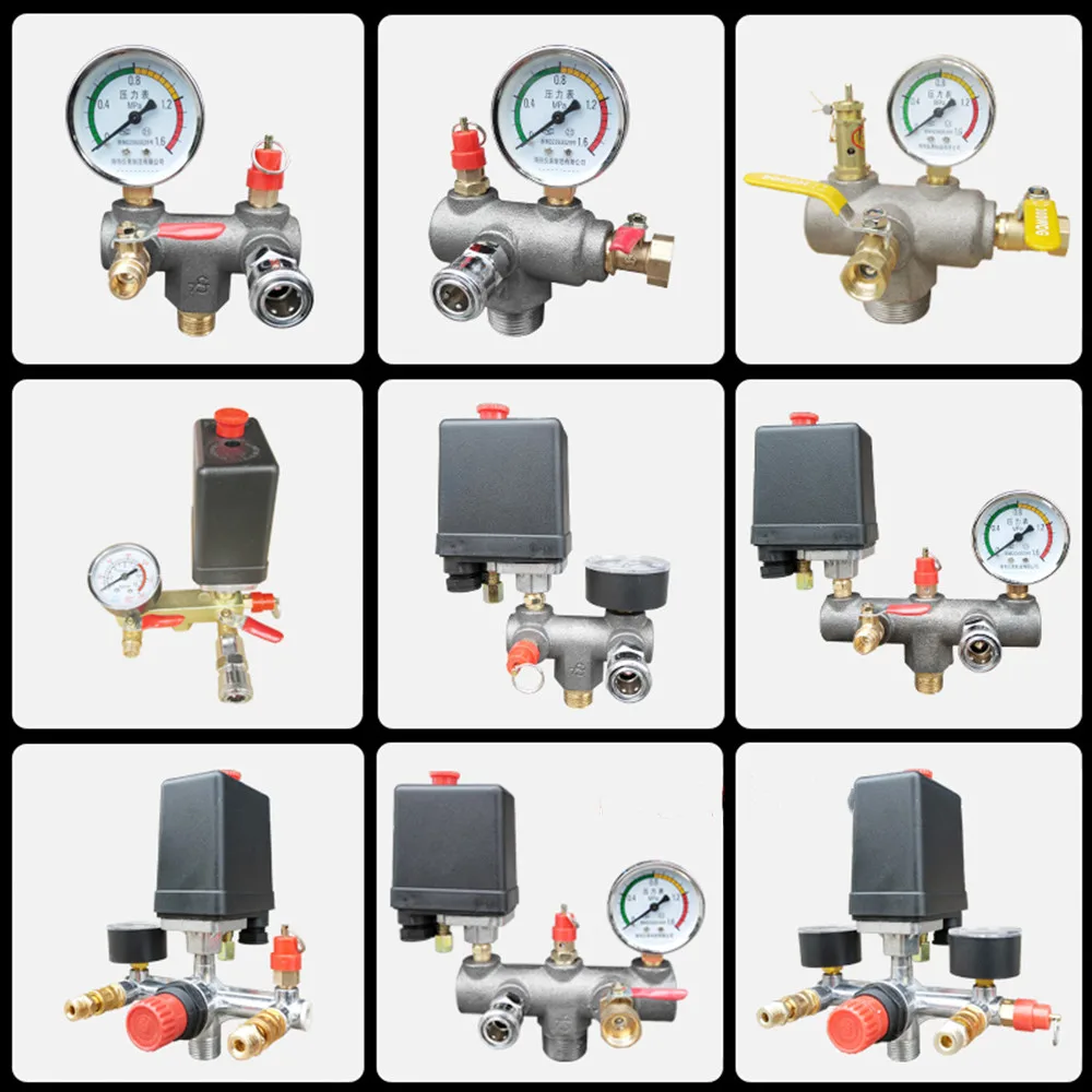 Air Compressor Adjustable Pressure Switch Regulating Gauges Valve Intake Manifold Control Set |