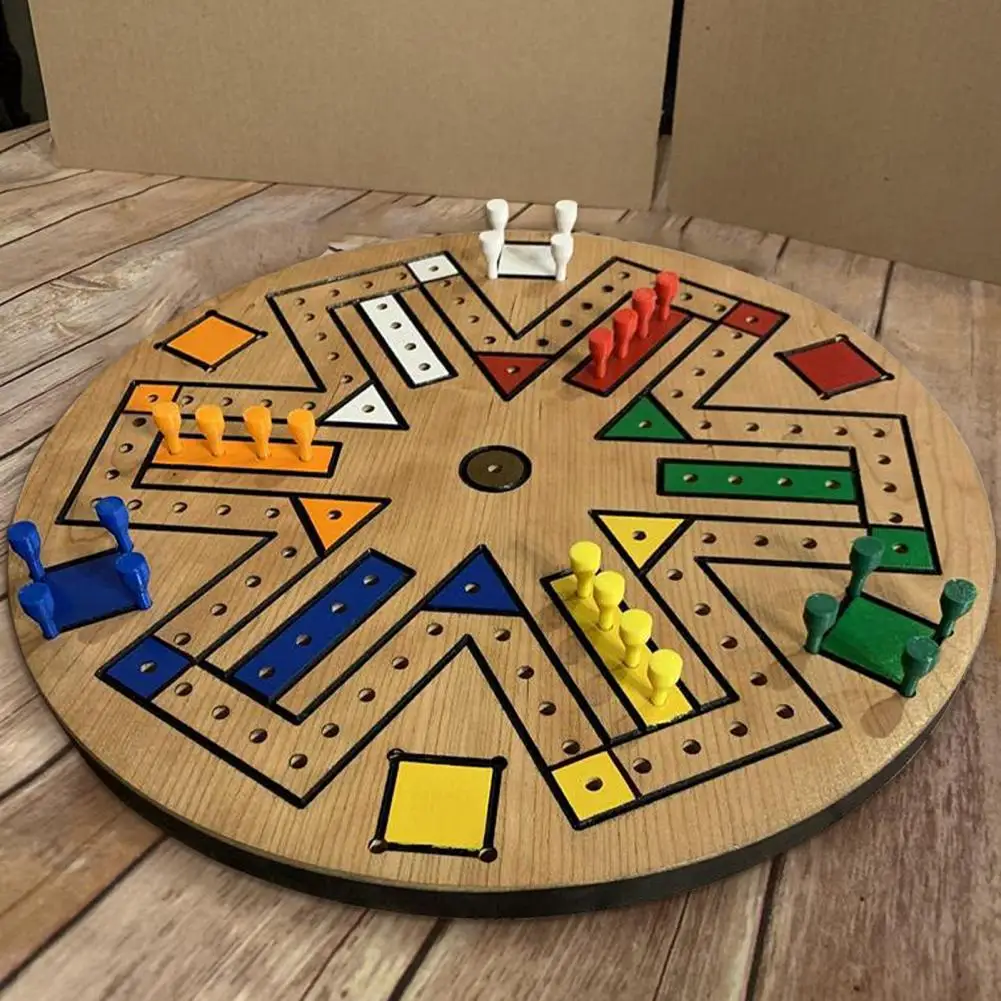 Деревянный набор модного ясного печатного Людо Шахматный набор Портативное летающее шахматное поле Развитие социальных навыков для детей.