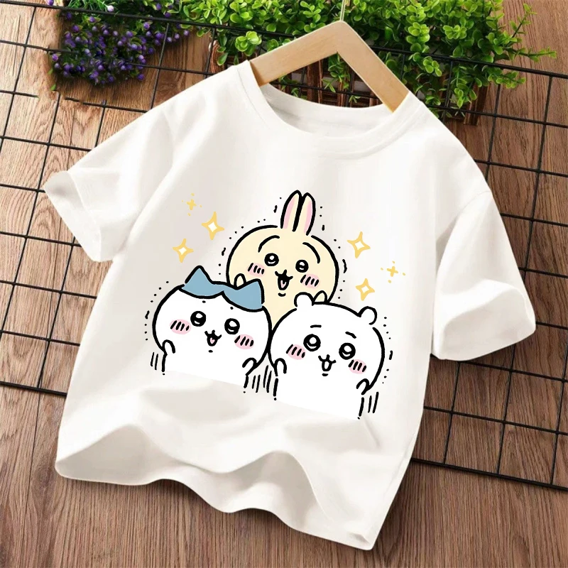 Новая детская футболка Chiikawas с принтом персонажей мультфильмов Kawaii, футболки с короткими рукавами для мальчиков и девочек, летняя детская одежда (art.: 3920dae3da70f) - 3920dae3da70f