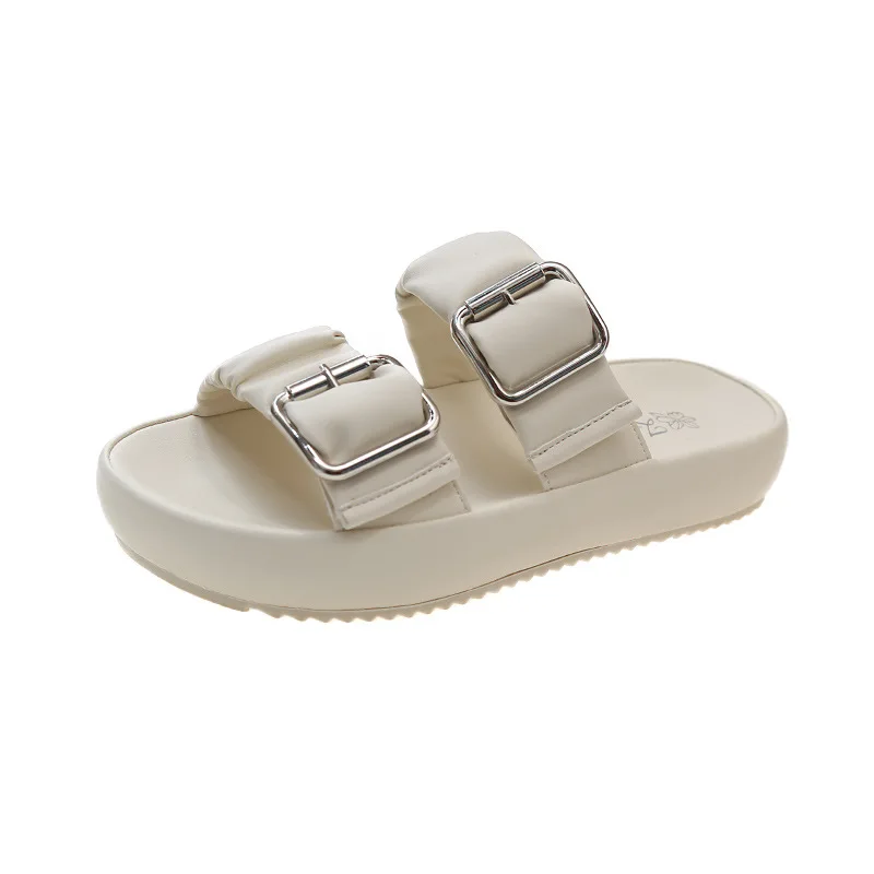 French Style Sandals Women's Outfit 2023 New Summer Fashion Double-breasted Platform Thick Bottom Beach Sandals