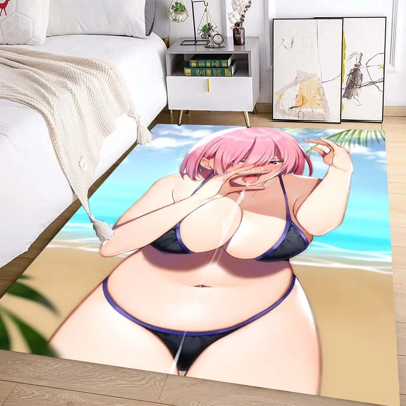 

Привлекательный 3D ковер в стиле аниме для красивого пляжа, бикини, мягкий коврик для кемпинга и пикника, украшение для спальни, гостиной, дивана, нескользящий ковер