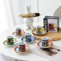 nordic cartoon creative water cup ceramic mug nordic coffee cups with plate colored ceramics big juice mugs home decorations