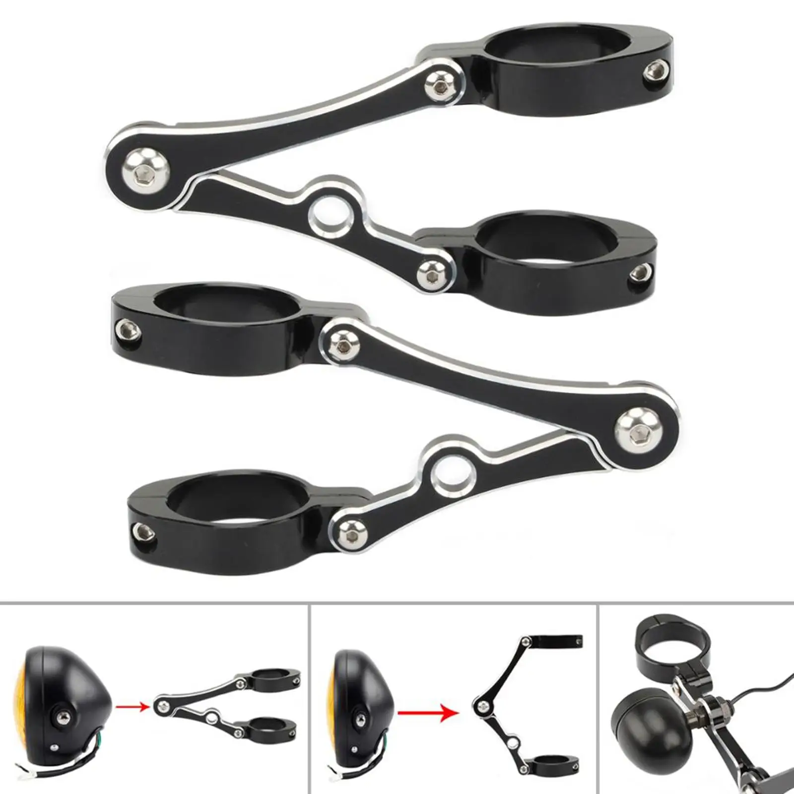 

1-Pair Motorbike Headlight Bracket Clamp 39-41mm Fork Tube Holder for