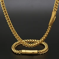 hip hop 18k gold 6mm chain for men necklace stainless steel pvd plated franco chain