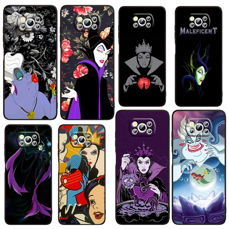

Queen Maleficent Ursula Phone Case For Xiaomi Mi Poco X4 X3 NFC F4 F3 GT M5 M5s M4 M3 Pro C40 C3 5G Funda TPU Black Cover
