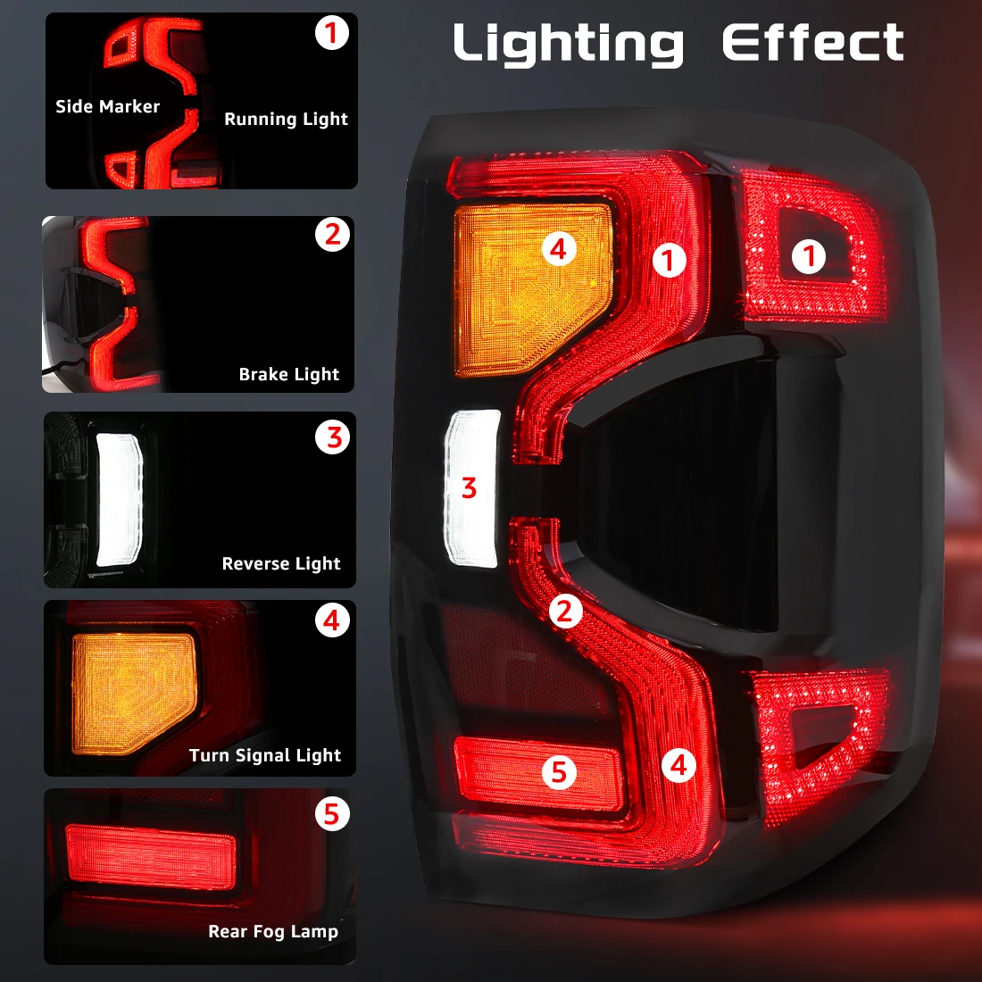 Задние фонари для Ford Ranger 2023 задние противотуманные заднего хода с поворотником