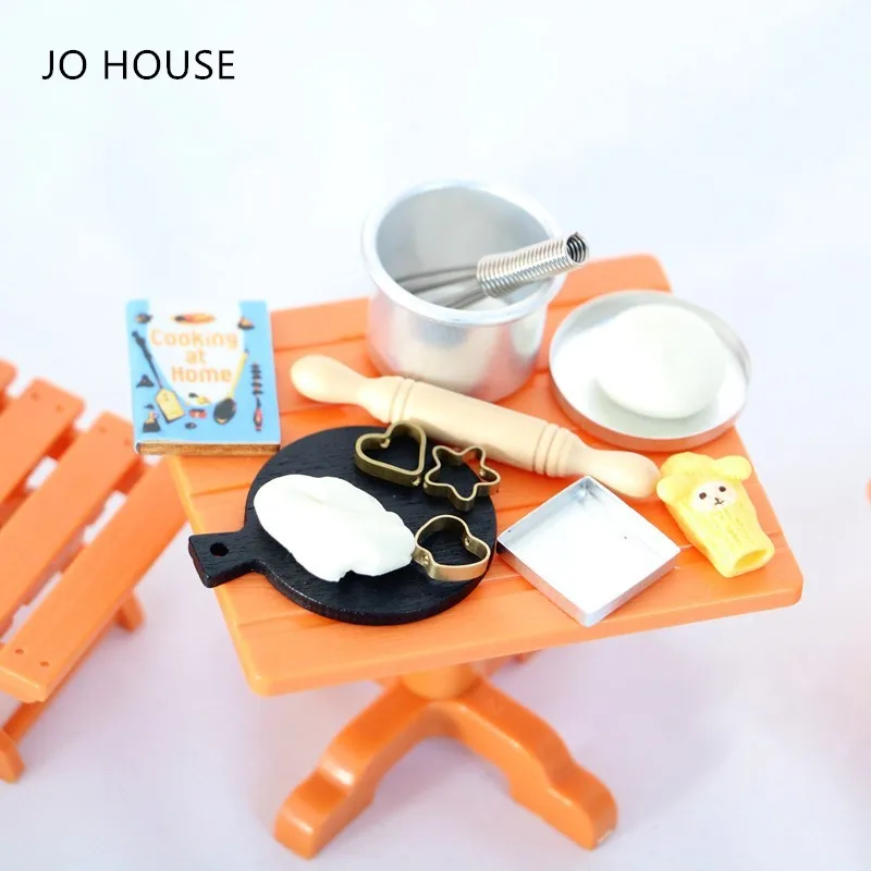 

JO HOUSE 1:12 1set Pretend Platy Miniature Cookie Baking Tools Set Dollhouse Kitchen Accessories Mini Cookware Toy for Girls