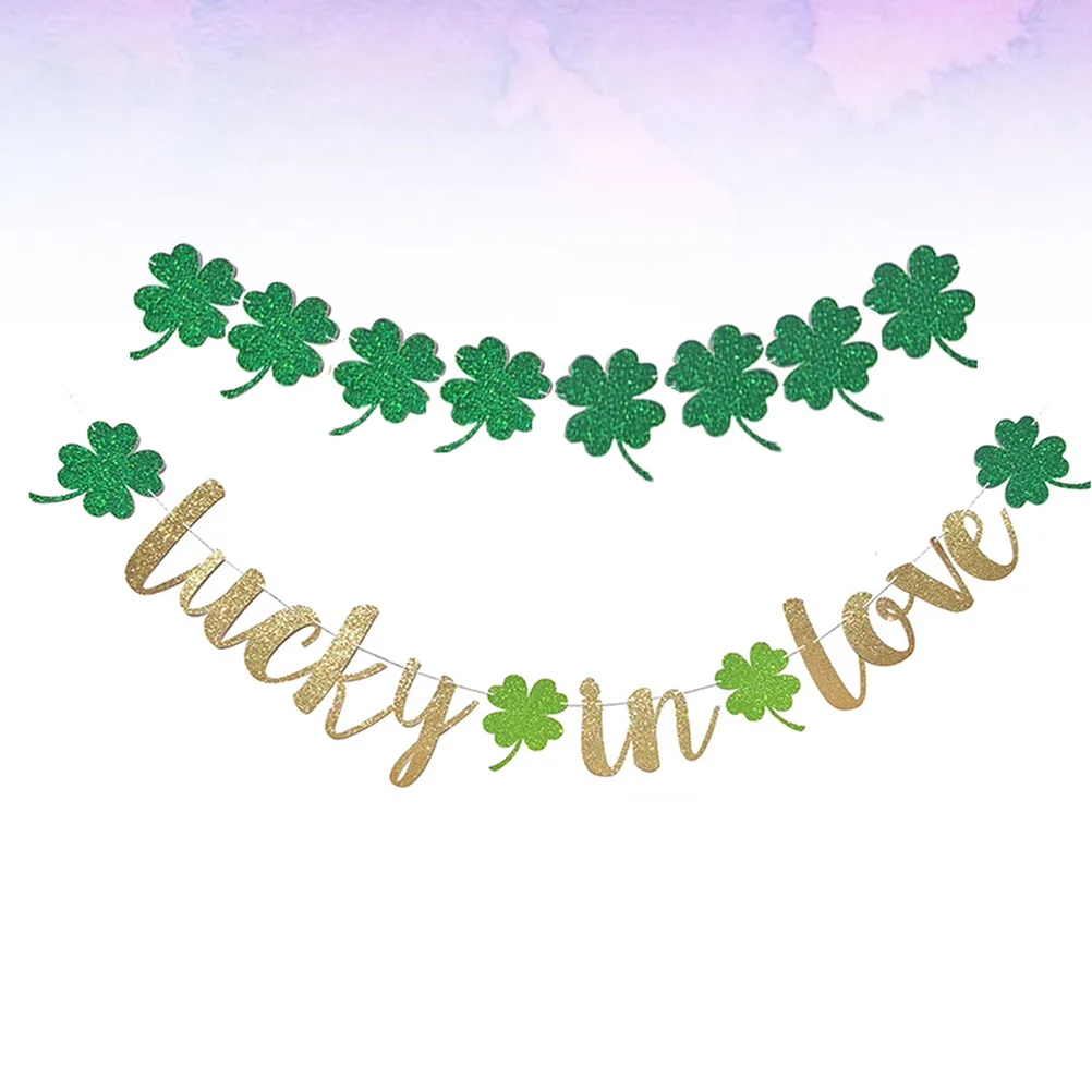 

Day St Patrickshamrock Banner Garlandsign Patricks Graland Hanging Lovestlucky Porchbunner Bunting Felt Layout Ribbon Leaf Green