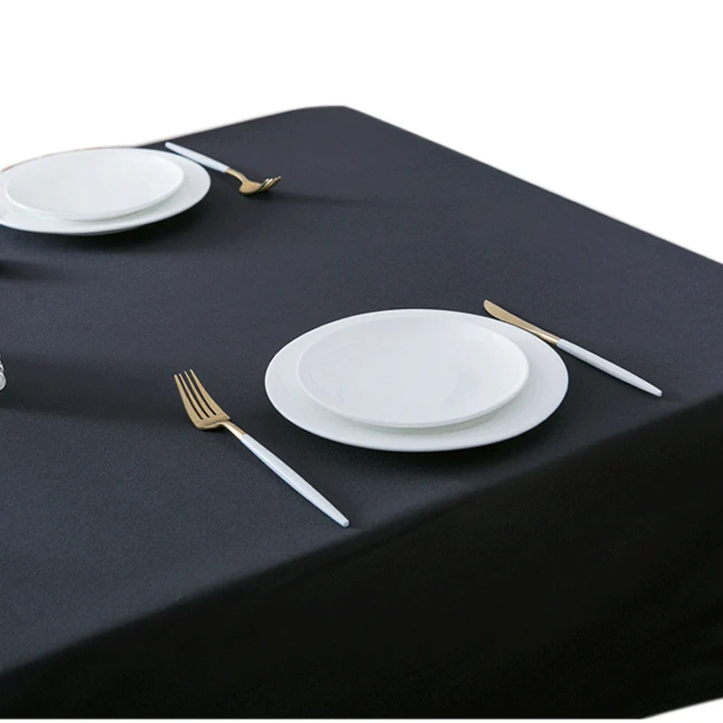 Solid Rectangular Tablecloth Black Camp Hotel Wedding Party Square Tablecloths Dining Table and Coffee Table Cover Mantel Mesa images - 6