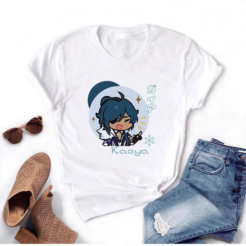 Женская футболка с принтом Genshin Impact Kaeya модная повседневная коротким рукавом и