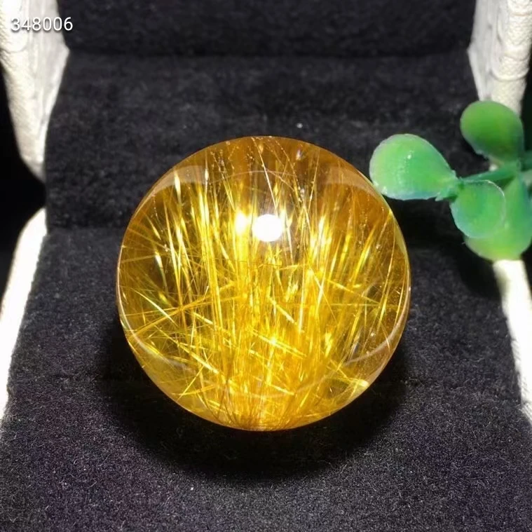 

Natural Gold Rutilated Quartz Pendant Necklace Brazil 24mm Round Sphere Ball Gold Rutilted 18K Gold Women Men Jewelry AAAAAAA