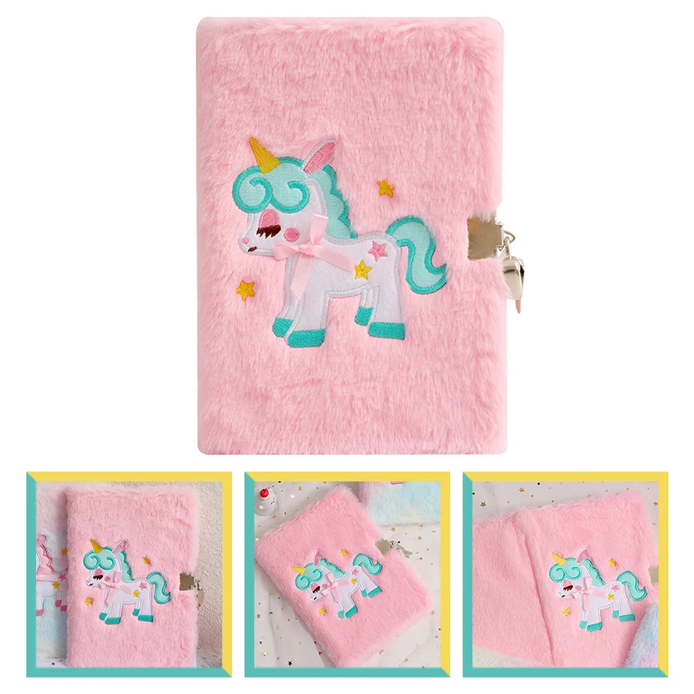 

Plush Notebook Student Diary Dairy Girl Gift Lock Lovely Students Stationery Girls Child