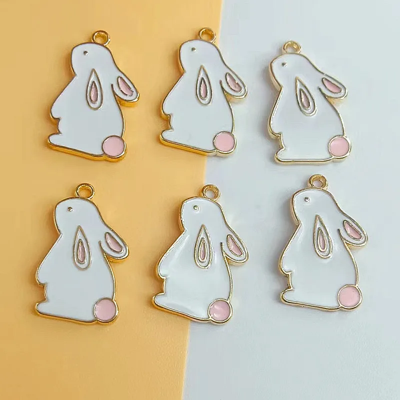 

10pcs/lot 16*21mm Enamel Mini Rabbit Charms for Jewelry Findings DIY Cartoon Animal Charms Necklaces Pendants Earrings Making
